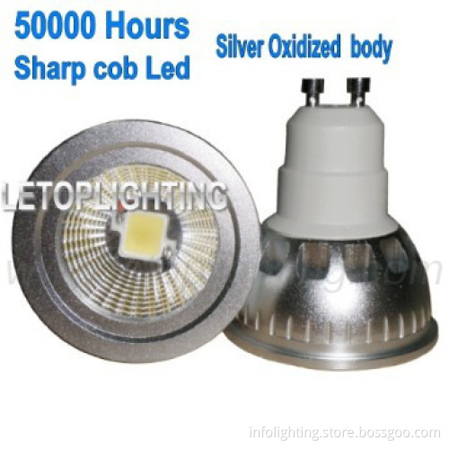 GU10 Silver body Sharp cob 5W led spot light